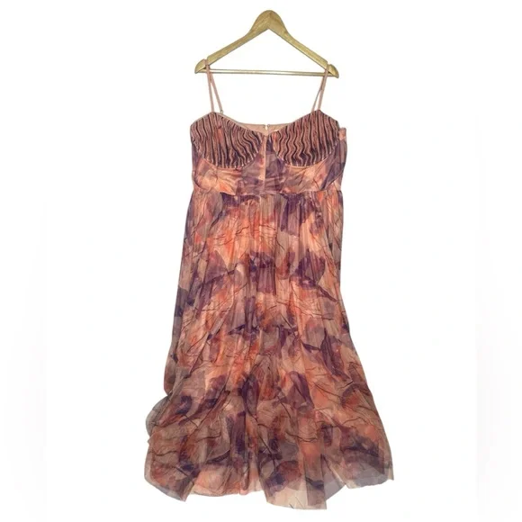 Hutch Amara Bustier Pleated Fit and Flare Midi Dress pink/purple 24W - Picture 4 of 12